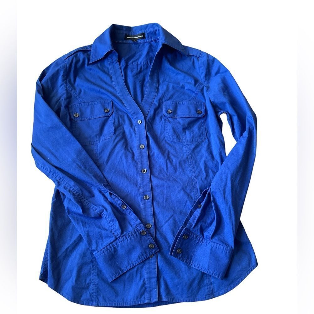 Express Design Studio Button Down Blue  Size Small